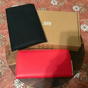 JULY Luggage Red and Pink Large Travel Passport RFID Zip Around Wallet